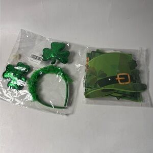 Green Shamrock Headband and banner Set